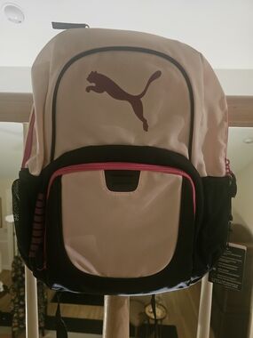 Puma Pink and Black Logo Backpack